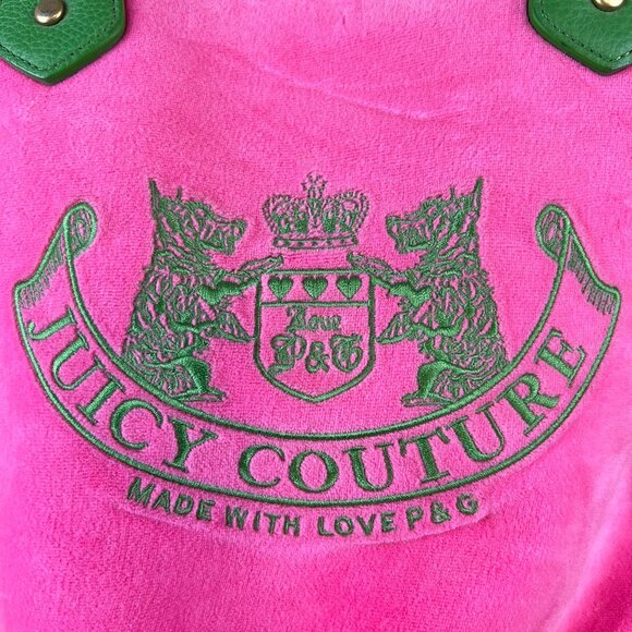 Vintage Y2K Rare Juicy Couture Pink and Green Tote Bag Purse - Picture 4 of 15